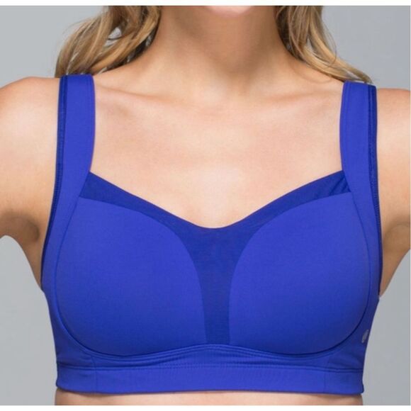LULULEMON TA TA TAMER BRA PADDED ROCKSTEADY SIZE 32C Blue Sports - Picture 1 of 8